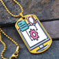 shineon-pro-vip-support.5c8abf3a ShineOn, Graphic Dog Tag with Necklace, shatterproof liquid glass coating and 18k gold finish option. Rectangle