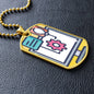 shineon-pro-vip-support.5c8abf3a ShineOn, Graphic Dog Tag with Necklace, shatterproof liquid glass coating and 18k gold finish option. Rectangle