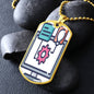 shineon-pro-vip-support.5c8abf3a ShineOn, Graphic Dog Tag with Necklace, shatterproof liquid glass coating and 18k gold finish option. Rectangle