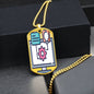 shineon-pro-vip-support.5c8abf3a ShineOn, Graphic Dog Tag with Necklace, shatterproof liquid glass coating and 18k gold finish option. Rectangle