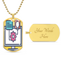 shineon-pro-vip-support.5c8abf3a ShineOn, Graphic Dog Tag with Necklace, shatterproof liquid glass coating and 18k gold finish option. Rectangle