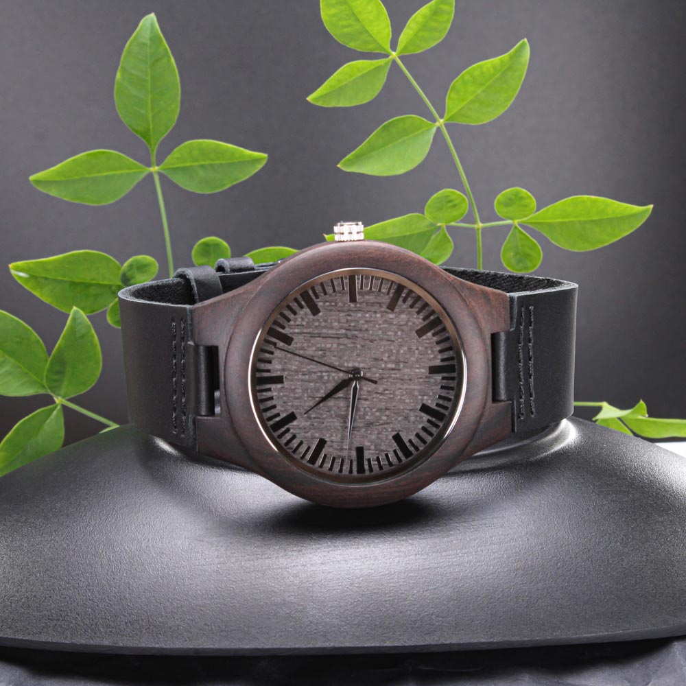 Engraved discount wooden watch