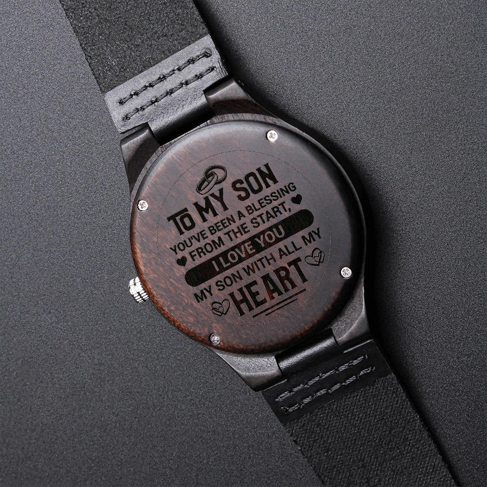 Engraved wooden watches hot sale for son