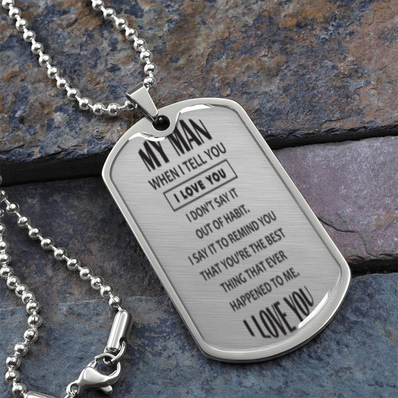 ShineOn, Graphic Dog Tag with Necklace, shatterproof liquid glass coating and 18k gold finish option.T