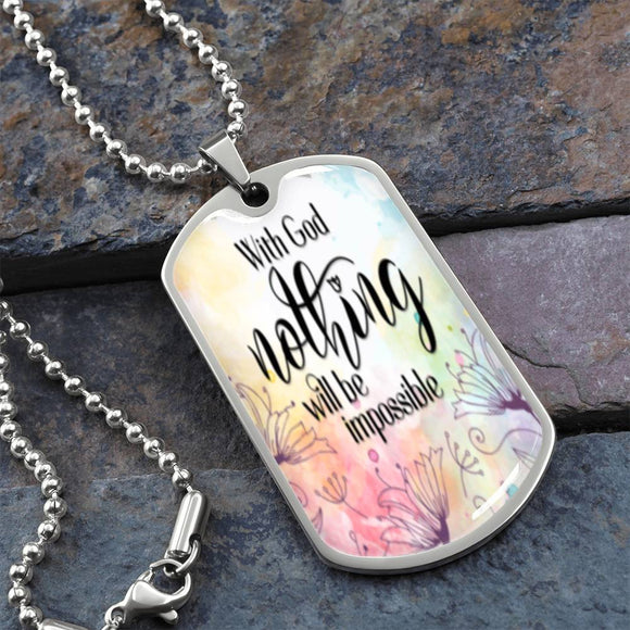 _t0355_ ShineOn, Graphic Dog Tag with Necklace, shatterproof liquid glass coating and 18k gold finish option. Rectangle