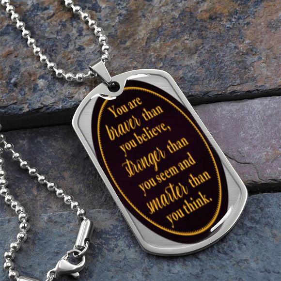 _t0237_ ShineOn, Graphic Dog Tag with Necklace, shatterproof liquid glass coating and 18k gold finish option. Rectangle