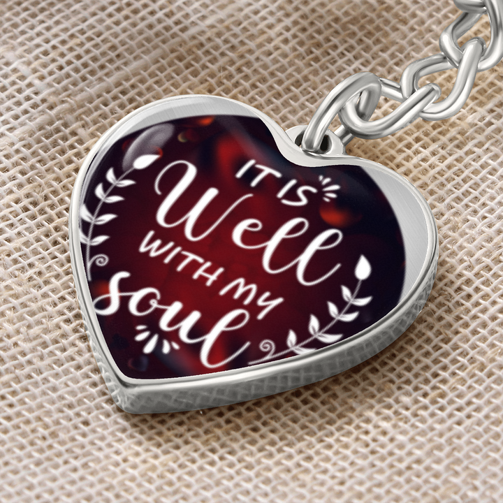 ShineOn,Graphic Heart KeyChain, with shatterproof liquid glass coating and 18k Gold finish
