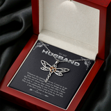 ShineOn, Dragonfly Necklace,Stainless steel andRose Gold Heart to Husband