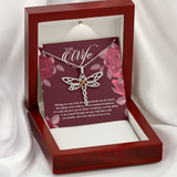 wife 4 watermark free ShineOn, Dragonfly Necklace,Stainless steel andRose Gold Heart