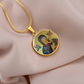 ShineOn, Maria, Mother of God, Circle (0.9") pendant with 18-22' snake chain necklace with your photo, Surgical  steelwith shatterproof liquid glass and 18 gold finish option