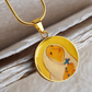 ShineOn, Circle (0.9") pendant with 18-22' snake chain necklace with your photo, Surgical  steelwith shatterproof liquid glass and 18 gold finish option