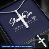 ShineOn, Personalized cross necklace, your name and message at  back