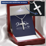 ShineOn, Personalized cross necklace, your name and message at  back