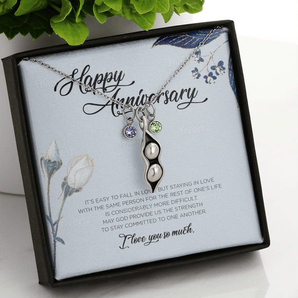 Anniversary wife  ShineOn, Peas in a Pod Necklace, 14k white gold on,  with Sparkling Zirconia birth Stones