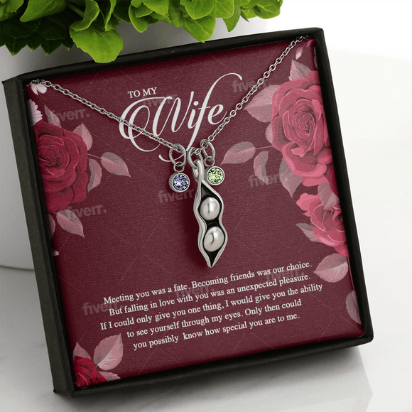 Wife_4 ShineOn, Peas in a Pod Necklace, 14k white gold on,  with Sparkling Zirconia birth Stones
