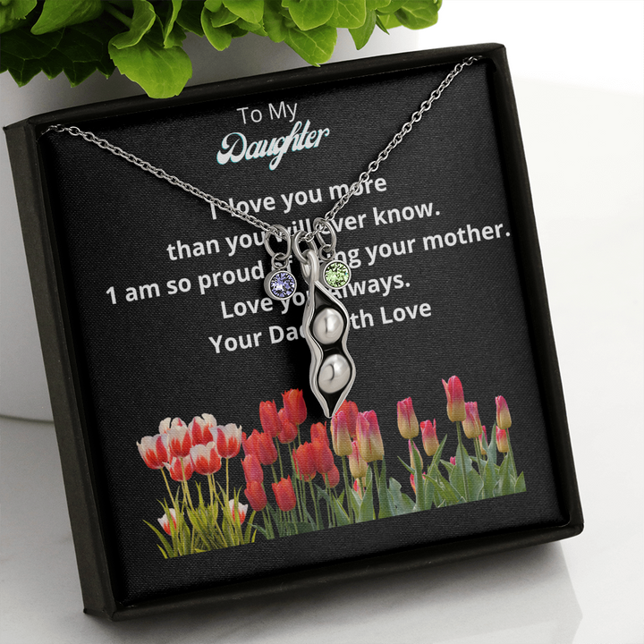 ShineOn, Peas in a Pod Necklace, 14k white gold on,  with Sparkling Zirconia birth Stones