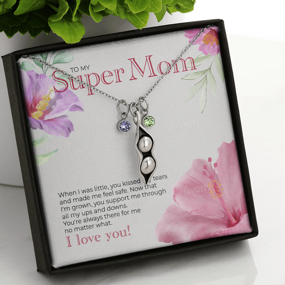 ShineOn, Peas in a Pod Necklace, 14k white gold on,  with Sparkling Zirconia birth Stones
