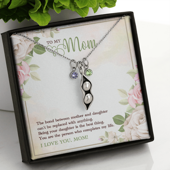 Mom_5 ShineOn, Peas in a Pod Necklace, 14k white gold on,  with Sparkling Zirconia birth Stones