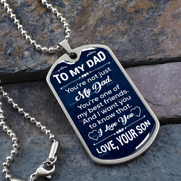 ShineOn, Graphic Dog Tag, Rectangle, with Necklace, shatterproof liquid glass coating and 18k gold finish option.