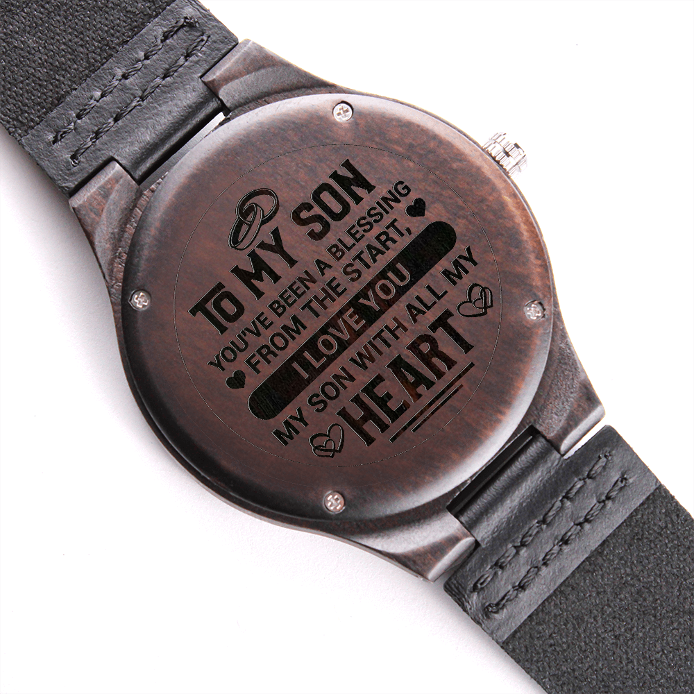 Wooden engraved son watch cheap