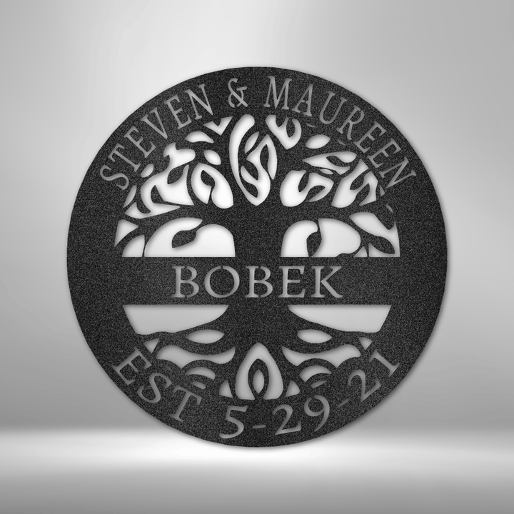 ShineON, Elaborate Tree of Life, Steel Sign, Black, Silver, Copper