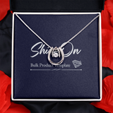 ShineOn Lucky in Love Necklace, White gold over Stainless Steel with Cuvic Zirconia Crystal  and Lobster Clasp Attachment.
