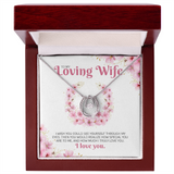Wife, ShineOn Lucky in Love Necklace, White gold over Stainless Steel with Cuvic Zirconia Crystal  and Lobster Clasp Attachment.