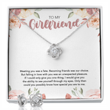 Girlfriend - ShineOn, Love Knot earings &  Necklace with brilliant 14k white gold over stainless steel, surrounding a dazzling 6mm cubic zirconia crystal, 18-22 inch