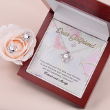 Girlfriend, ShineOn, Love Knot earings &  Necklace with brilliant 14k white gold over stainless steel, surrounding a dazzling 6mm cubic zirconia crystal, 18-22 inch