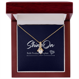 ShineOn Alluring Beauty necklace , White gold, or Yellow Gold  over stainless with 7mm Cubic Zirconia,, 18-22inch  chains and Lobster Clasp.