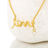 ShineOn, Scripted lovel necklace with  Cubic Zirconia