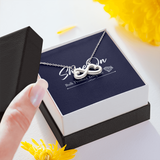 ShineOn, infinity Heart Necklace with 14k white gold or 18 K yellow gold finish