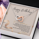 Happy Birthday - 복사본 - 복사본 ShineOn, Interlocked   two  hearts necklace, Symbol  of Never ending Love, 18-22 inch cable chain