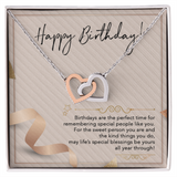 Happy Birthday - 복사본 - 복사본 ShineOn, Interlocked   two  hearts necklace, Symbol  of Never ending Love, 18-22 inch cable chain