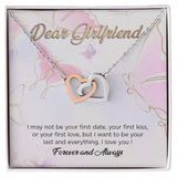Girlfriend ShineOn, Interlocked   two  hearts necklace, Symbol  of Never ending Love, 18-22 inch cable chain