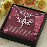 wife 4 watermark free ShineOn, Dragonfly Necklace,Stainless steel andRose Gold Heart