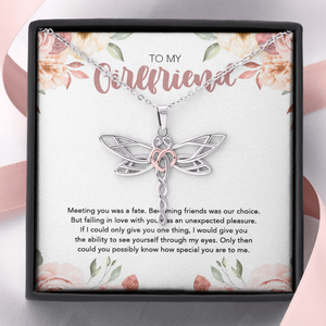 ShineOn, Dragonfly Necklace,Stainless steel andRose Gold Heart